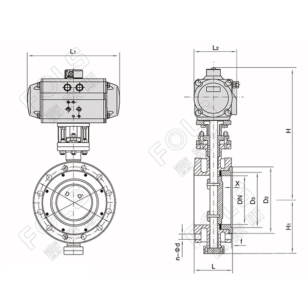 Pneumatic Wafer Type Hard Seal Butterfly Valve